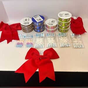 Offray Lot Of 23 Ribbons And Bows-Monkey-Frozen-Glitter-Spring Plaid - NEW!